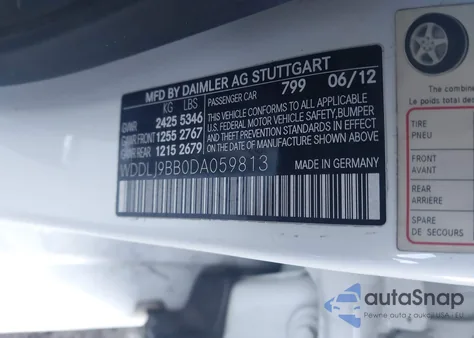 2013 Mercedes-Benz Cls 550 4Matic from USA, damaged, VIN WDDLJ9BB0DA059813